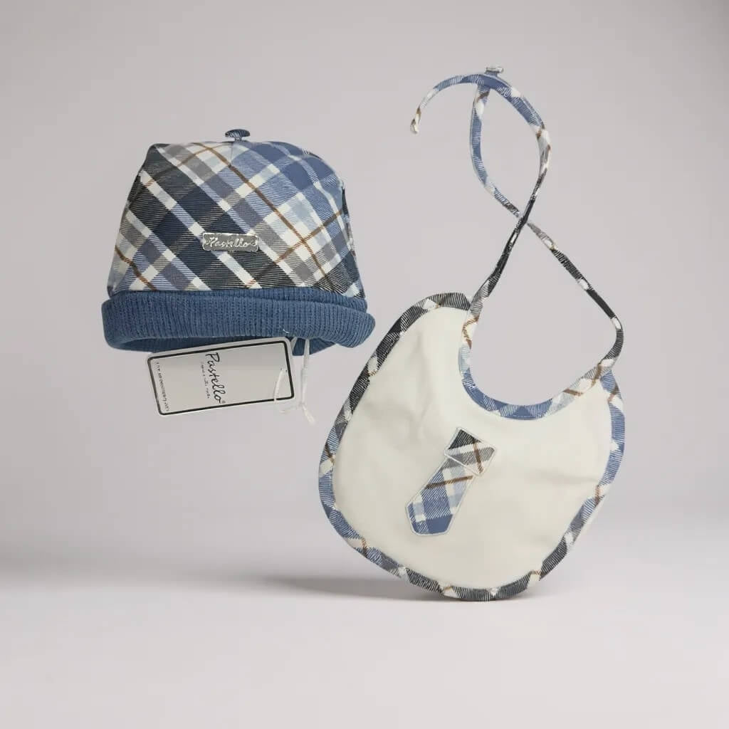 Set Cappello+Bavetta in Caldo Cotone Pastello 0/3 Mesi