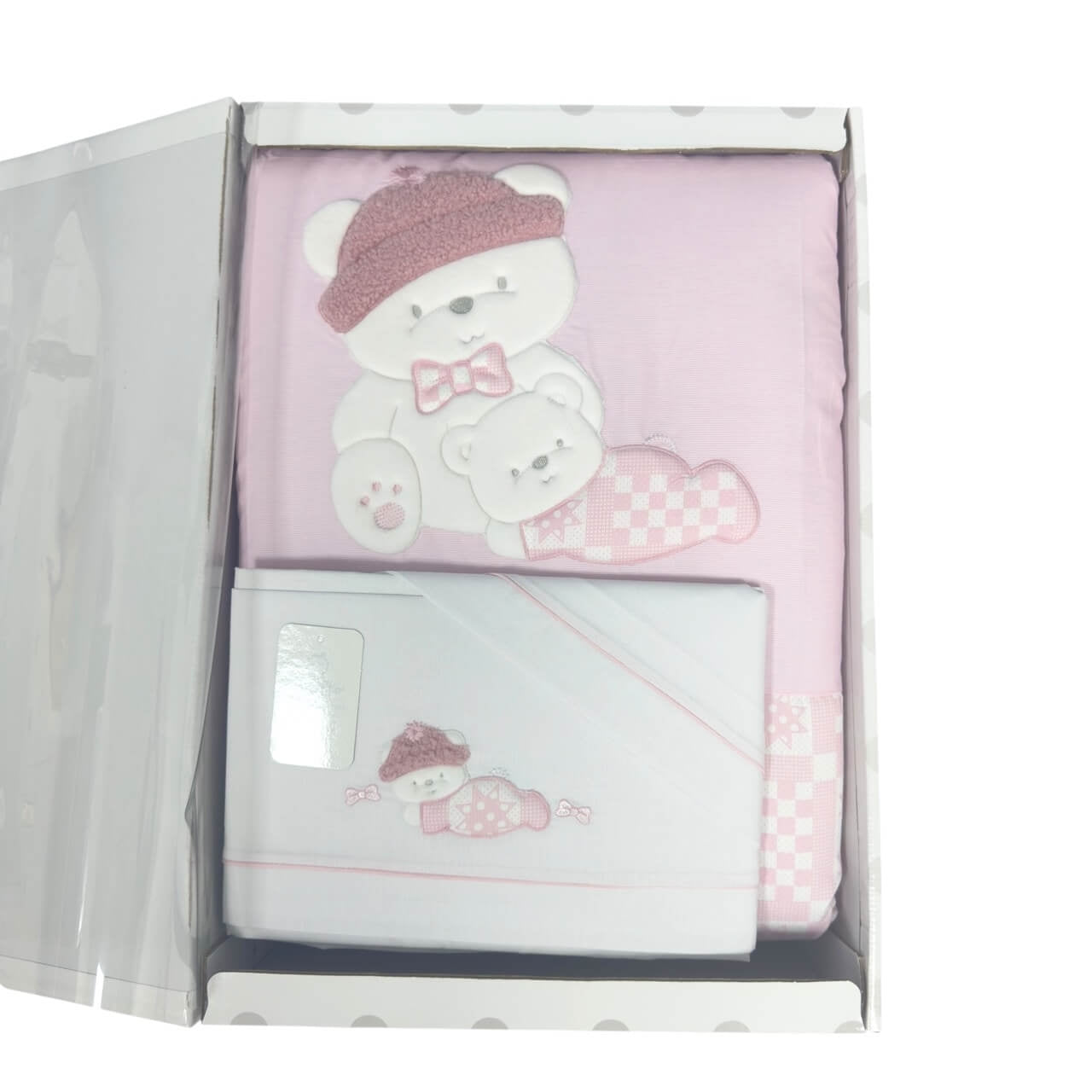 Steppdeckenset für Kinderbett mit pastellfarbenen Laken und Nestern