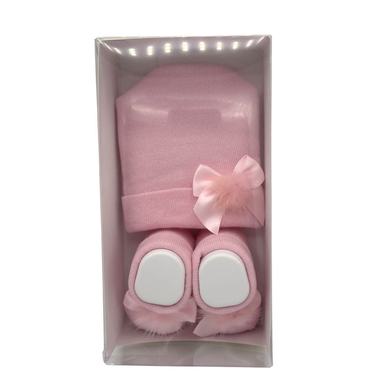Mütze+Schuhe-Set aus warmer Baumwolle 0/6 Monate