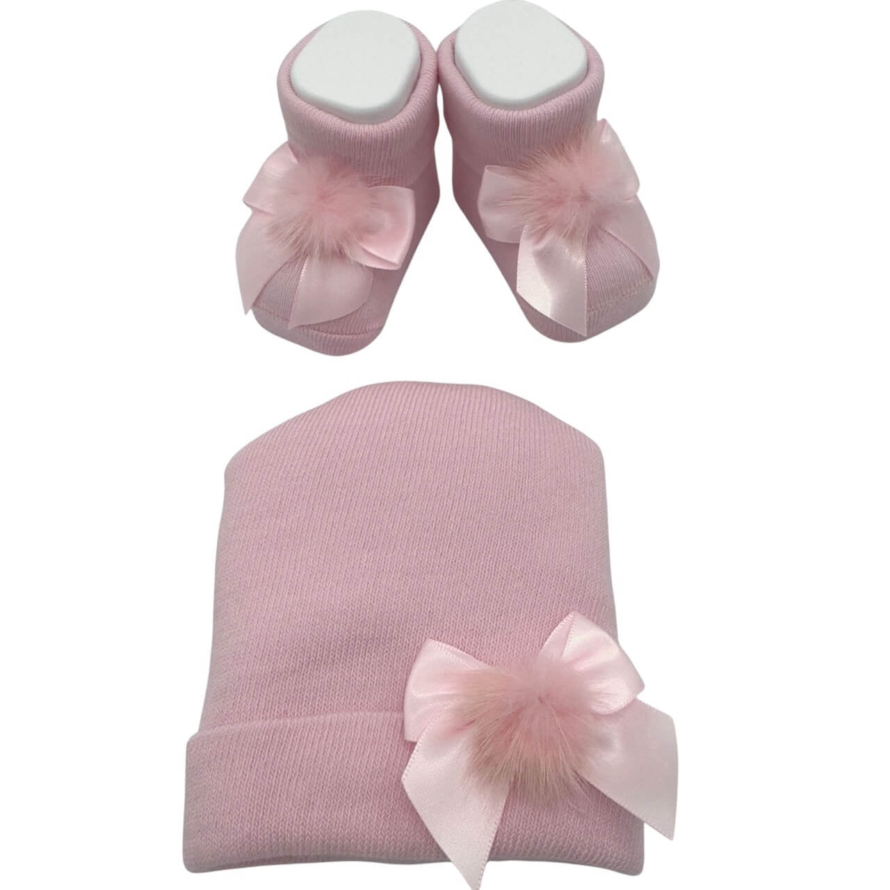 Mütze+Schuhe-Set aus warmer Baumwolle 0/6 Monate