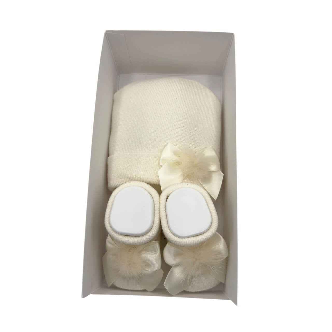 Mütze+Schuhe-Set aus warmer Baumwolle 0/6 Monate