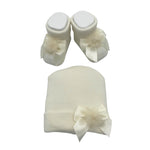 Mütze+Schuhe-Set aus warmer Baumwolle 0/6 Monate