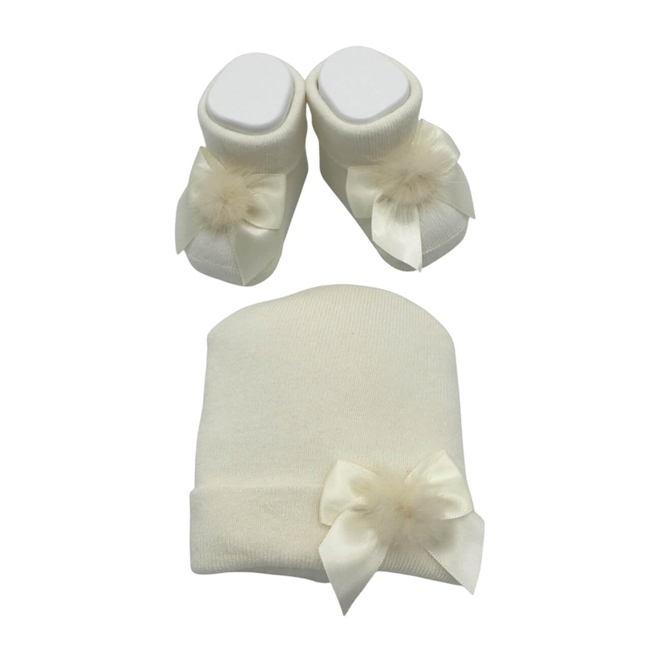 Mütze+Schuhe-Set aus warmer Baumwolle 0/6 Monate