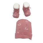 Mütze+Schuhe-Set aus warmer Baumwolle 0/6 Monate