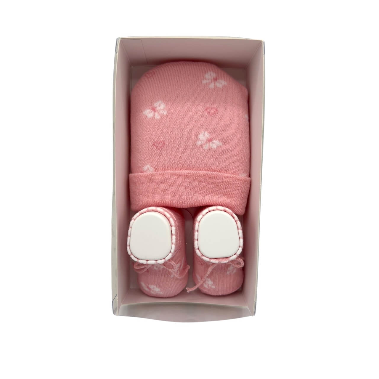 Mütze+Schuhe-Set aus warmer Baumwolle 0/6 Monate