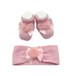 Warmes Baumwoll-Stirnband + Schuhe-Set