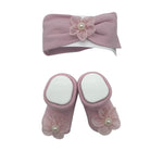 Warmes Baumwoll-Stirnband + Schuhe-Set