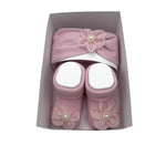 Warmes Baumwoll-Stirnband + Schuhe-Set