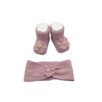 Warmes Baumwoll-Stirnband + Schuhe-Set
