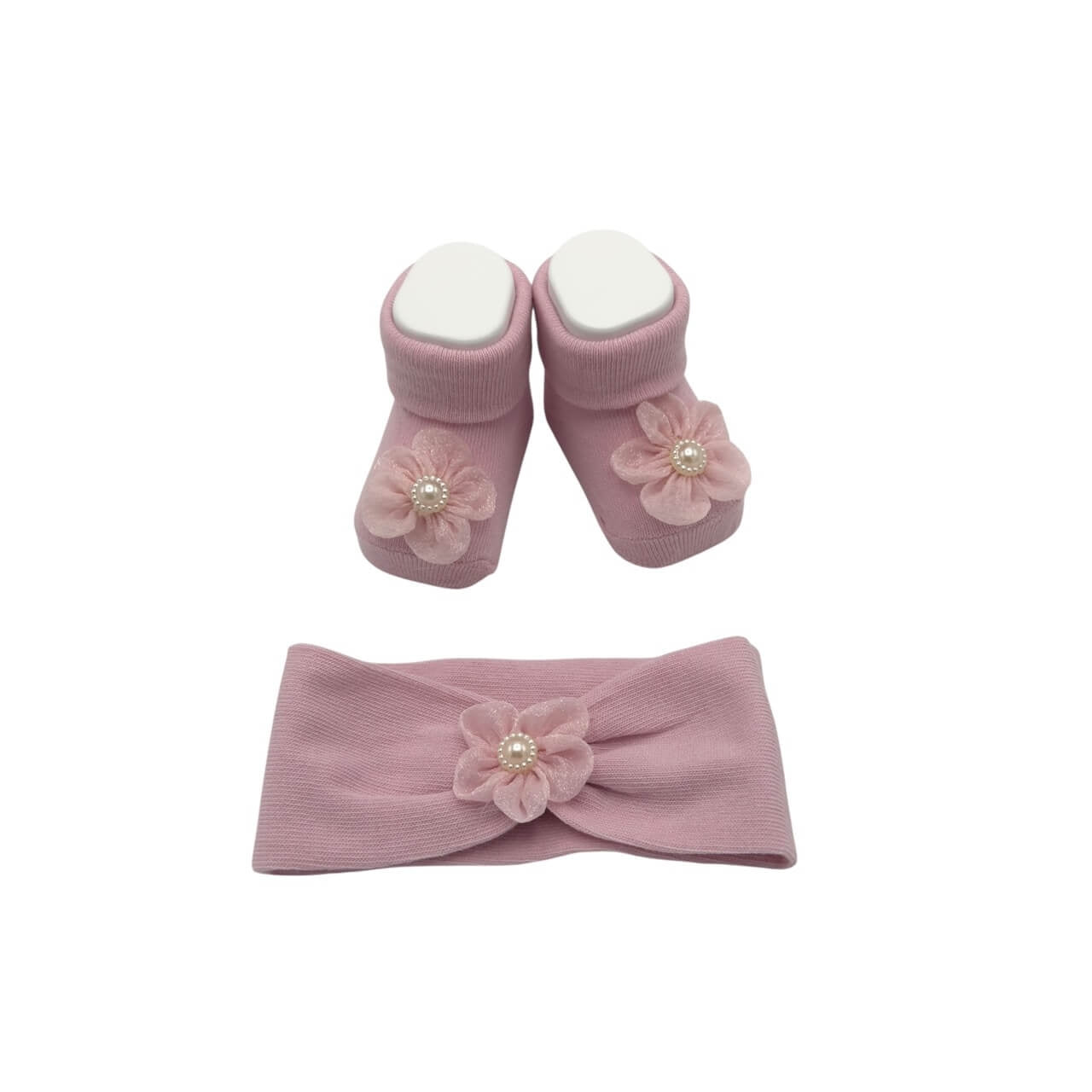 Warmes Baumwoll-Stirnband + Schuhe-Set