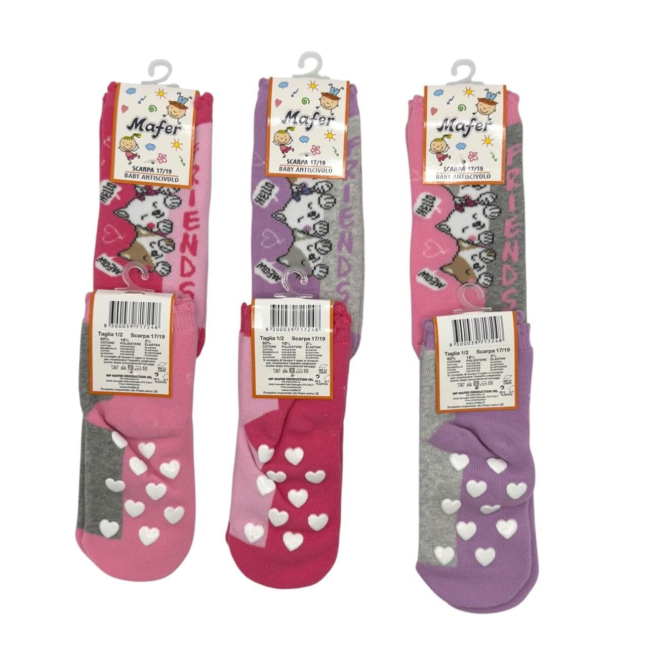 6 Anti-Rutsch Socken aus warmer Baumwolle für Babymädchen
