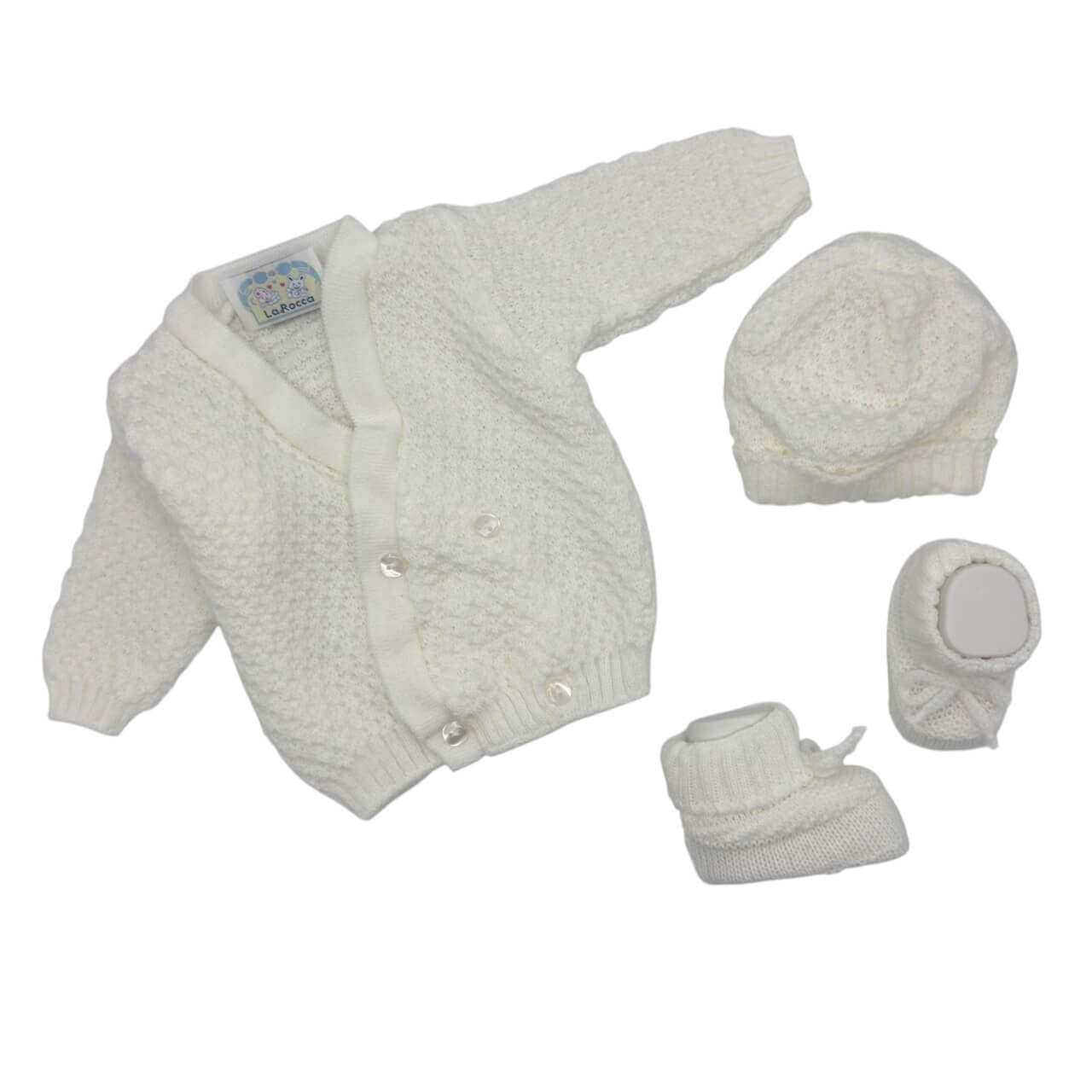 Set aus Pullover, Schuhen und Mütze aus Wollmischung für 0/6 Monate