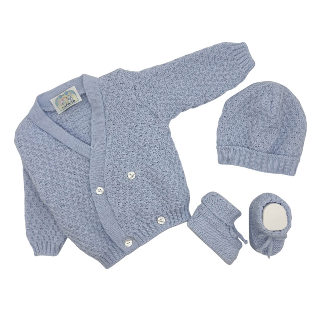 Set aus Pullover, Schuhen und Mütze aus Wollmischung für 0/6 Monate