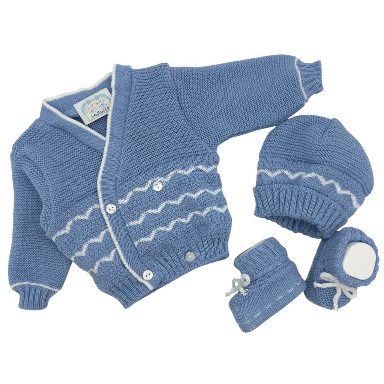 Set aus Pullover, Schuhen und Mütze aus Wollmischung für 0/6 Monate