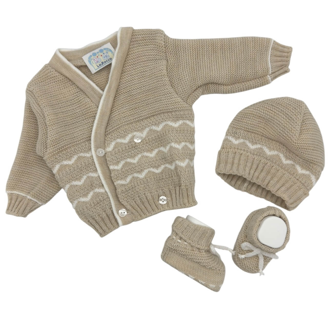 Set aus Pullover, Schuhen und Mütze aus Wollmischung für 0/6 Monate