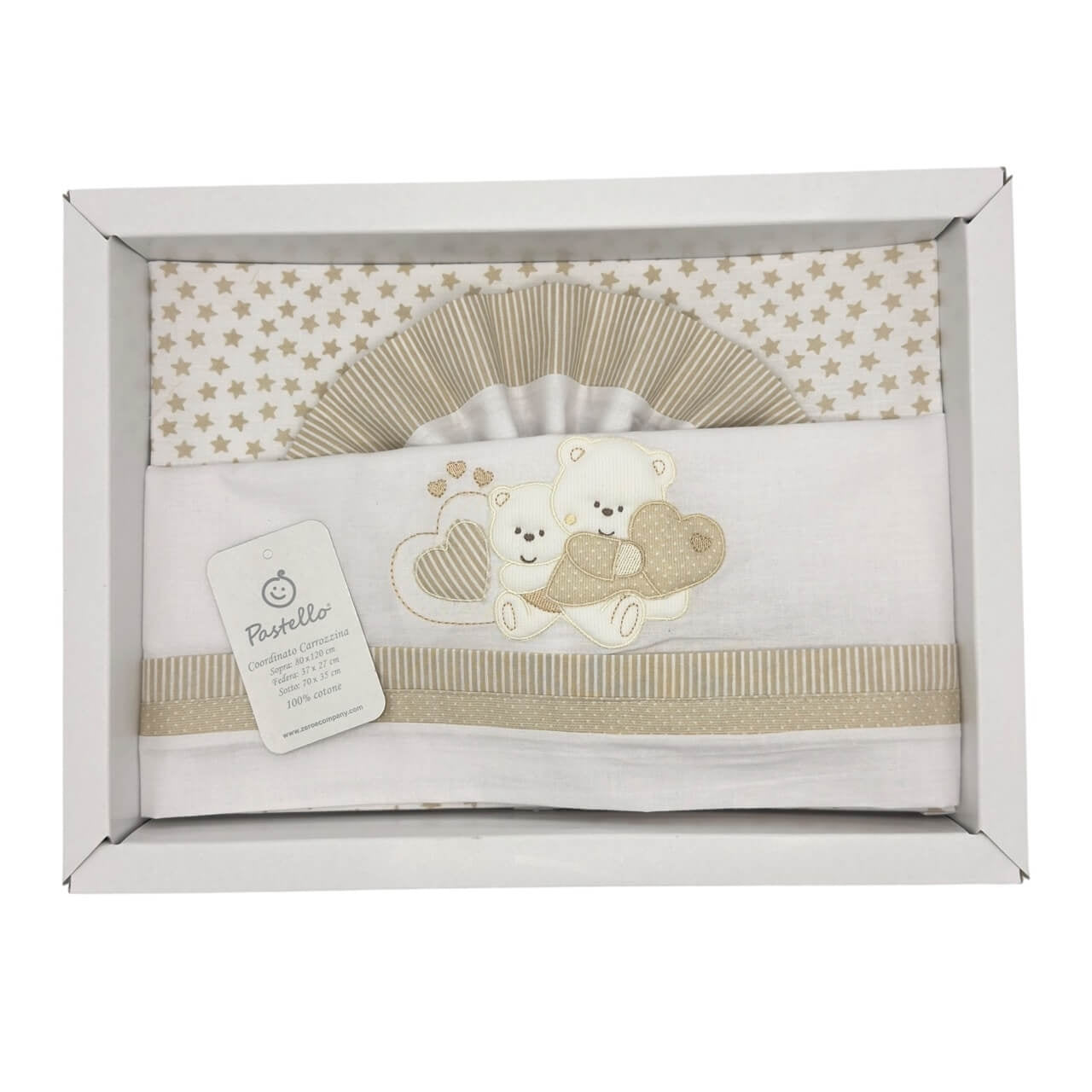 Pastellfarbenes Kinderwagen-Set aus 100 % Baumwolle