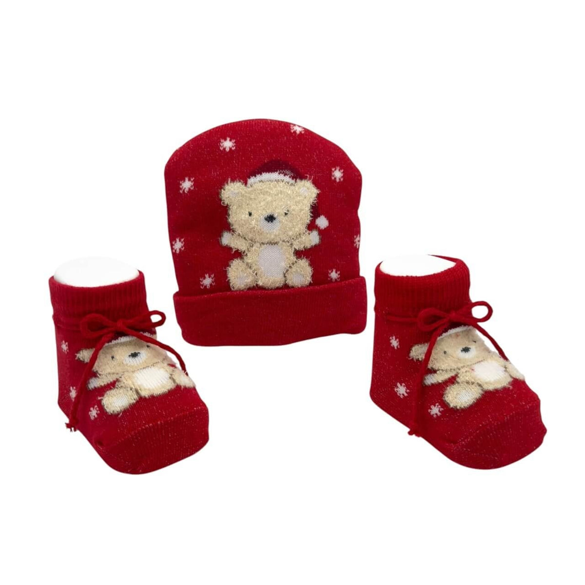 Weihnachtsmütze und -schuhe 0–6 Monate