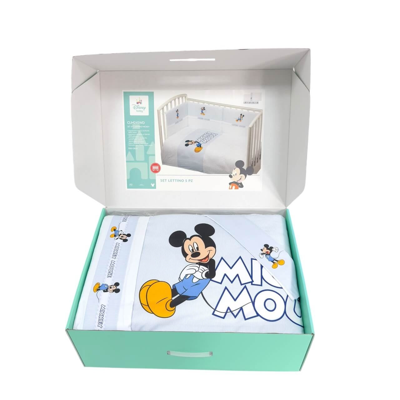 Komplettes Steppdecken-Set für Babybett mit Stoßschutz + Disney-Bettwäsche