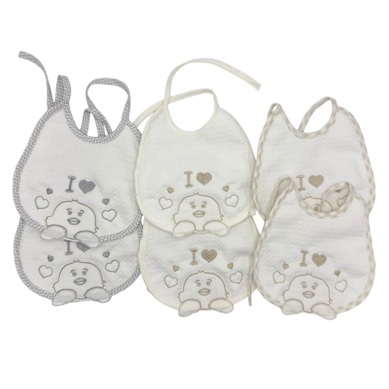 3 Irge bestickte Lätzchen mit Schnürung