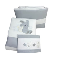 Completo trapunta lettino con lenzuola e paracolpi Pastello