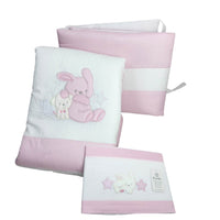 Completo trapunta lettino con lenzuola e paracolpi Pastello