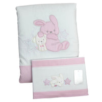 Completo trapunta lettino con lenzuola Pastello