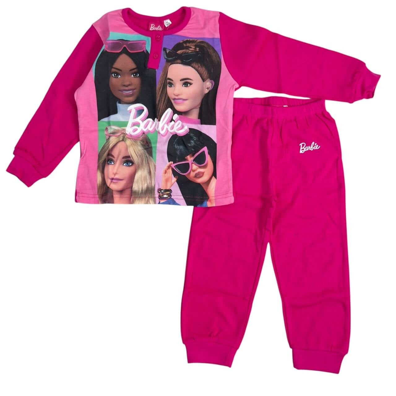 Pyjama aus warmem Baumwollstoff mit Barbie-Motiv
