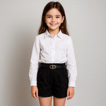 Shorts aus Flanell mit Gürtel
