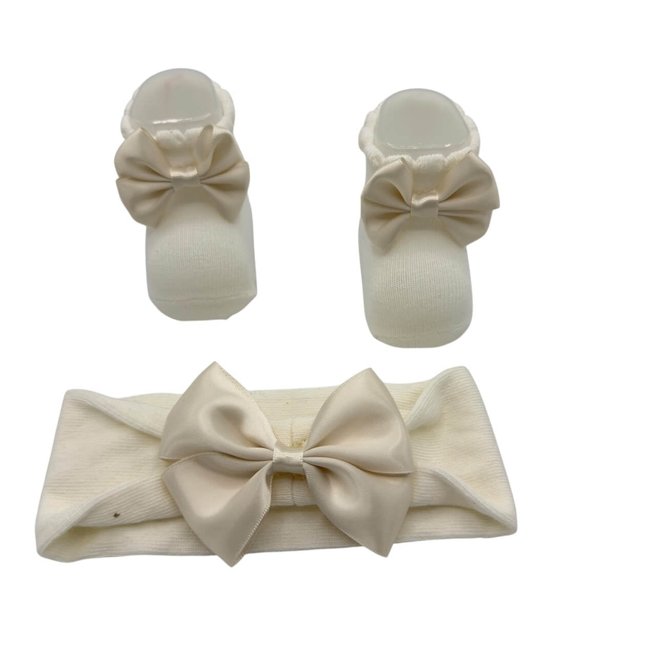 Babyschuhe + Stirnband-Set aus warmer Baumwolle