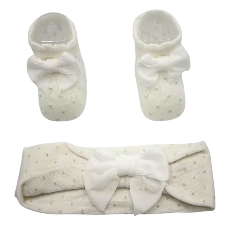Babyschuhe + Stirnband-Set aus warmer Baumwolle