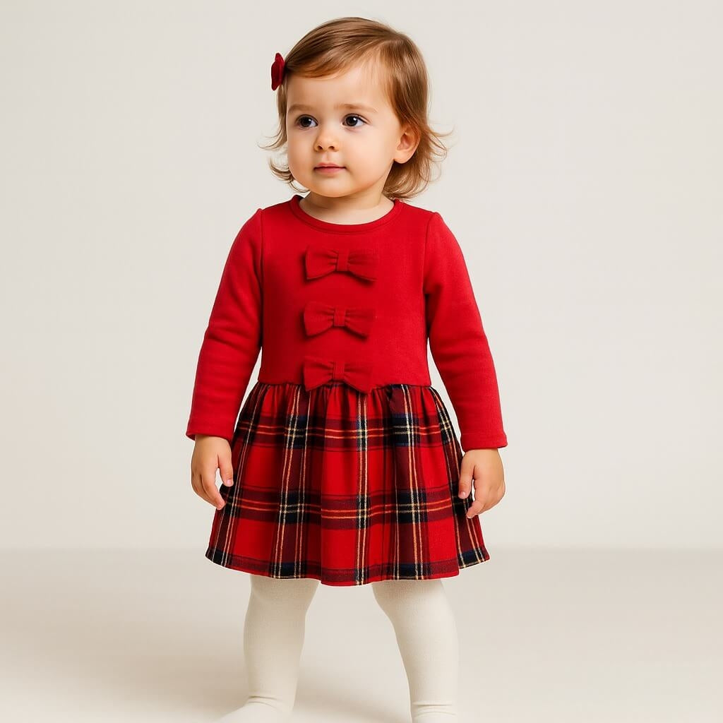 Langärmeliges Kleid mit dekorativen Schleifen