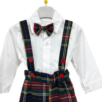 Salopette Scozzese Neonato 3 Pezzi