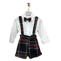 Salopette Scozzese Neonato 3 Pezzi