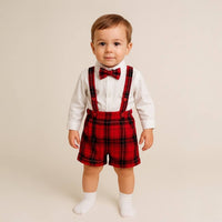 Salopette Scozzese Neonato 3 Pezzi