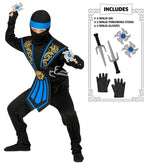 BLAUER KAMPF-NINJA MIT WAFFEN