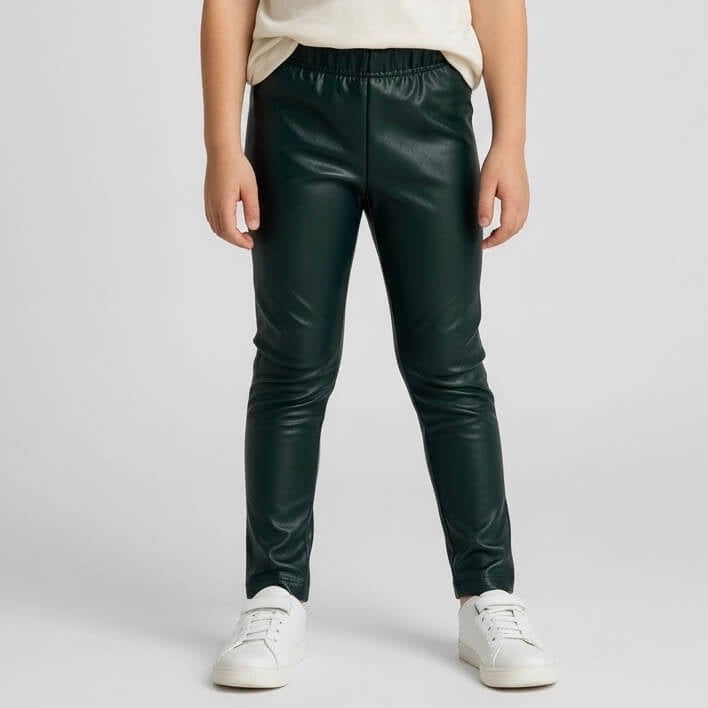 Gefütterte Kunstleder-Leggings für Mädchen
