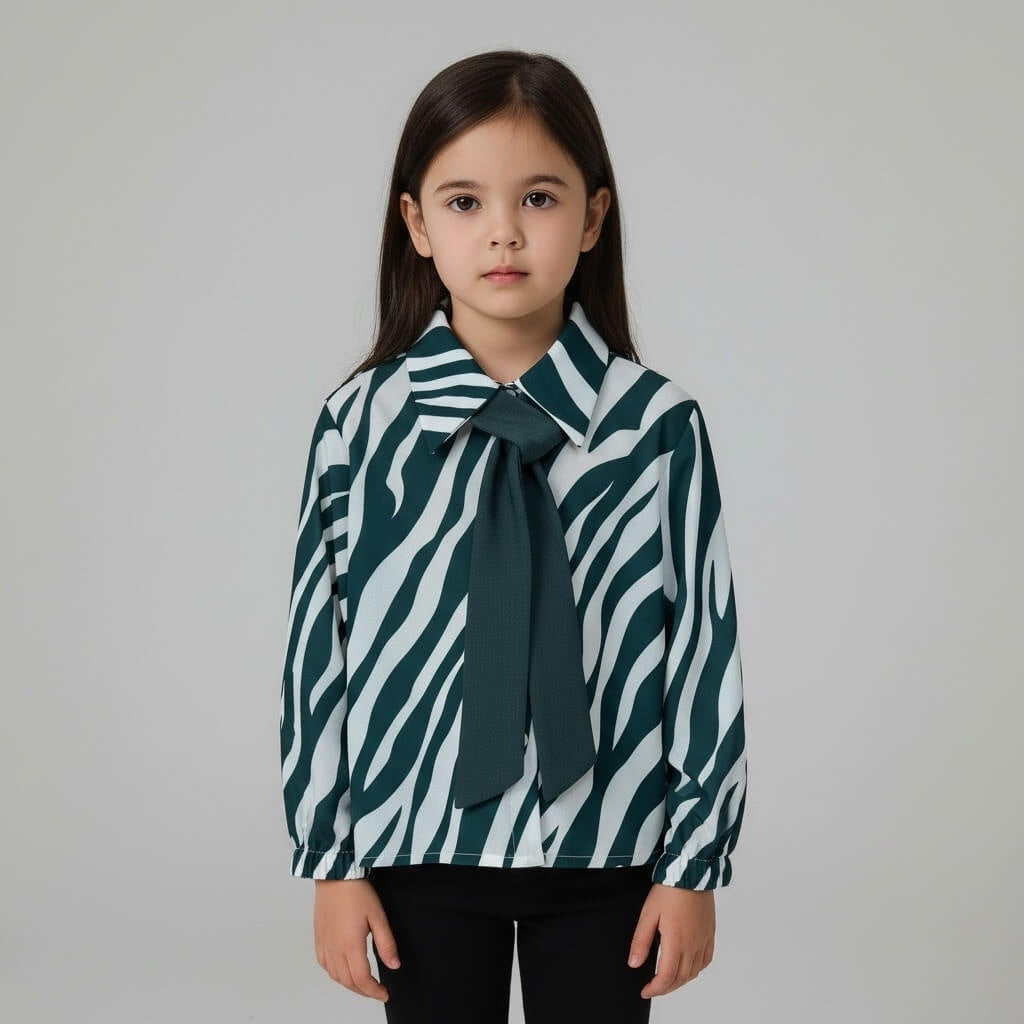 Mädchenhemd mit Zebra-Muster und Krawatte