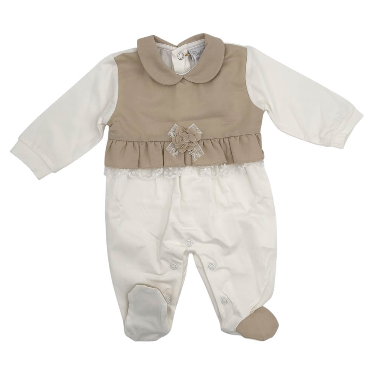 Pastellfarbener Baby-Strampler aus Baumwolle
