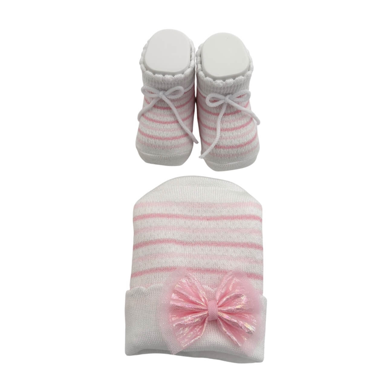 Mütze+Schuhe-Set aus warmer Baumwolle 0/6 Monate