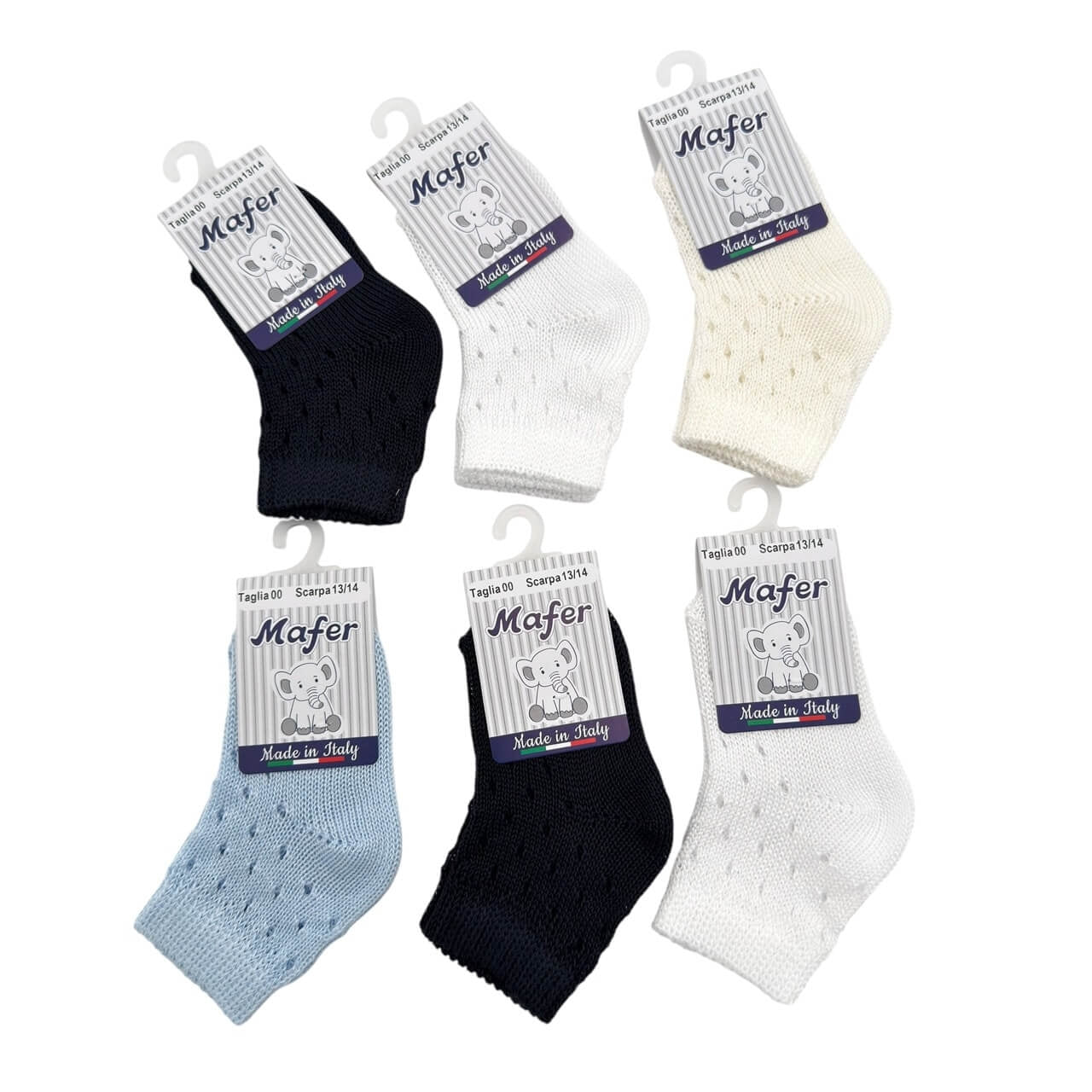 6 Socken aus reinem, durchbrochenem Baumwollgewebe