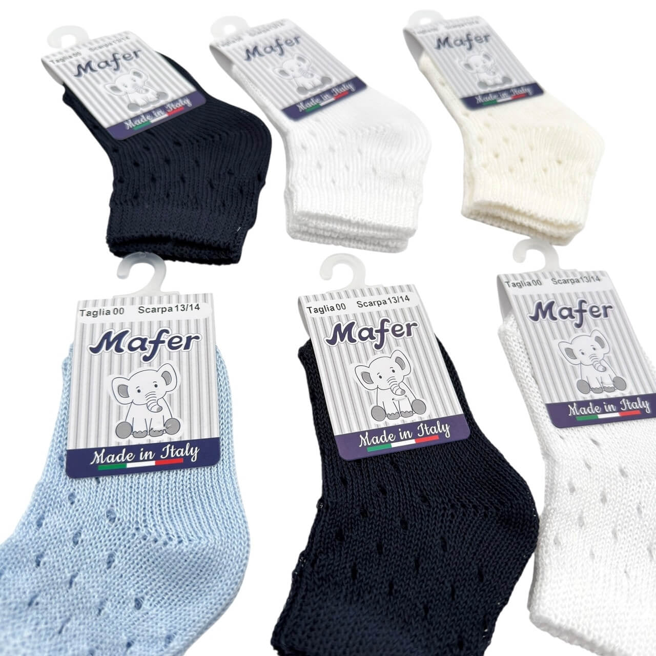 6 Socken aus reinem, durchbrochenem Baumwollgewebe