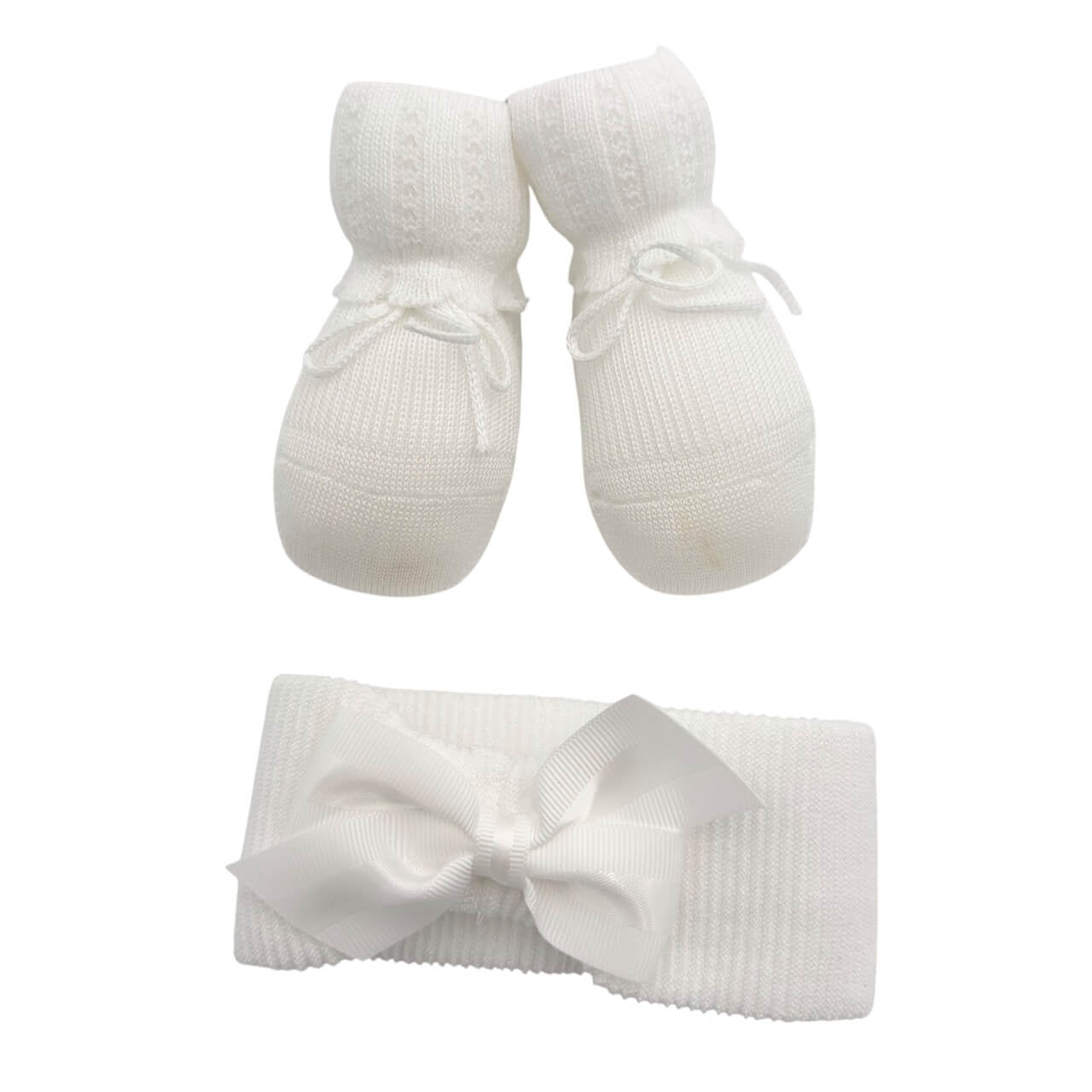 Set Scarpine + Fascia Neonata in Cotone/Filo