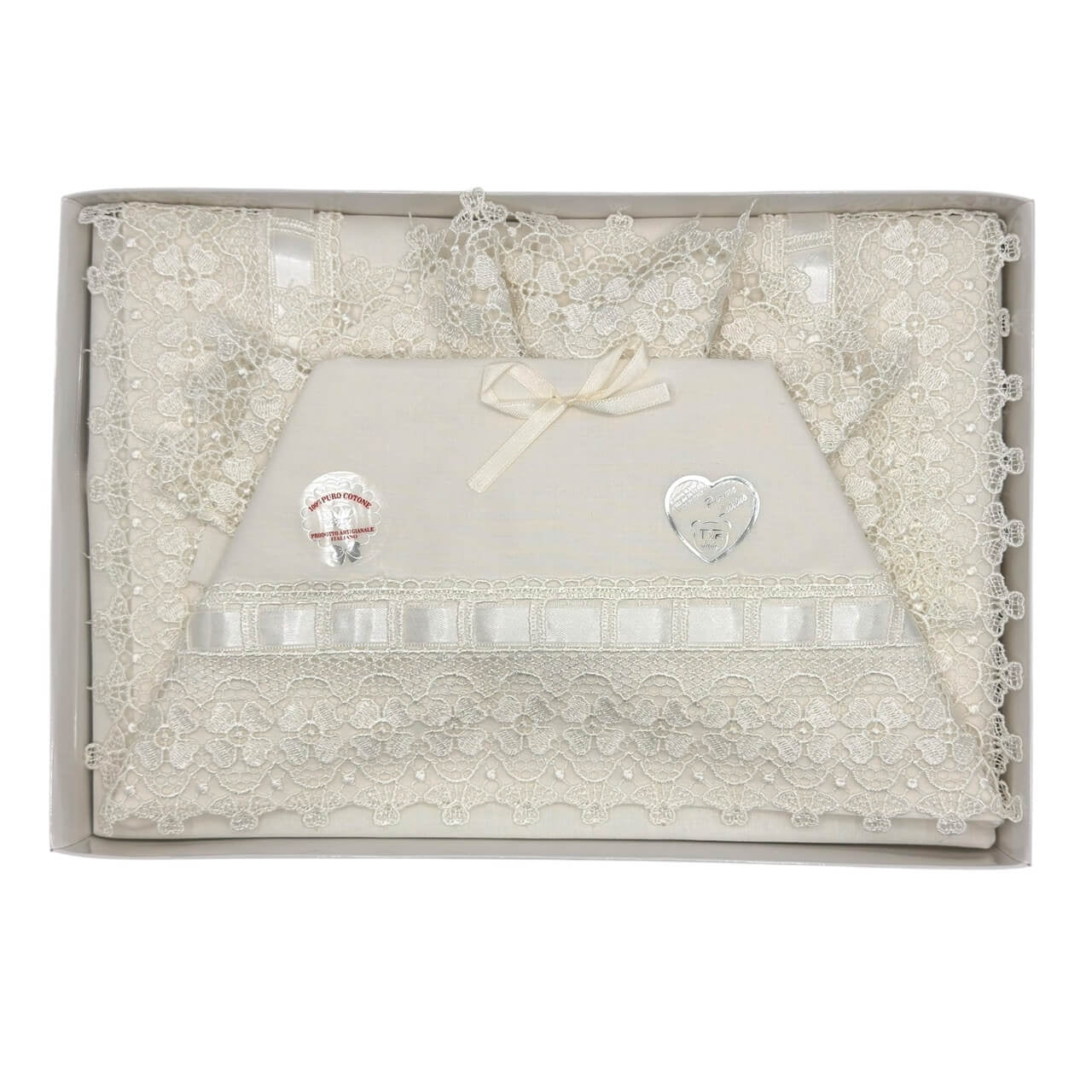 Completo Culla/Lettino con Merletto 100% Cotone