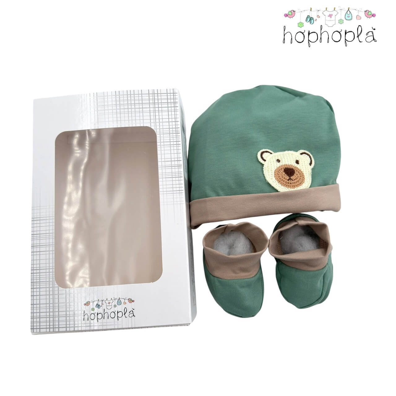 Set Mütze + Baumwollschuhe HopHoplà Dino