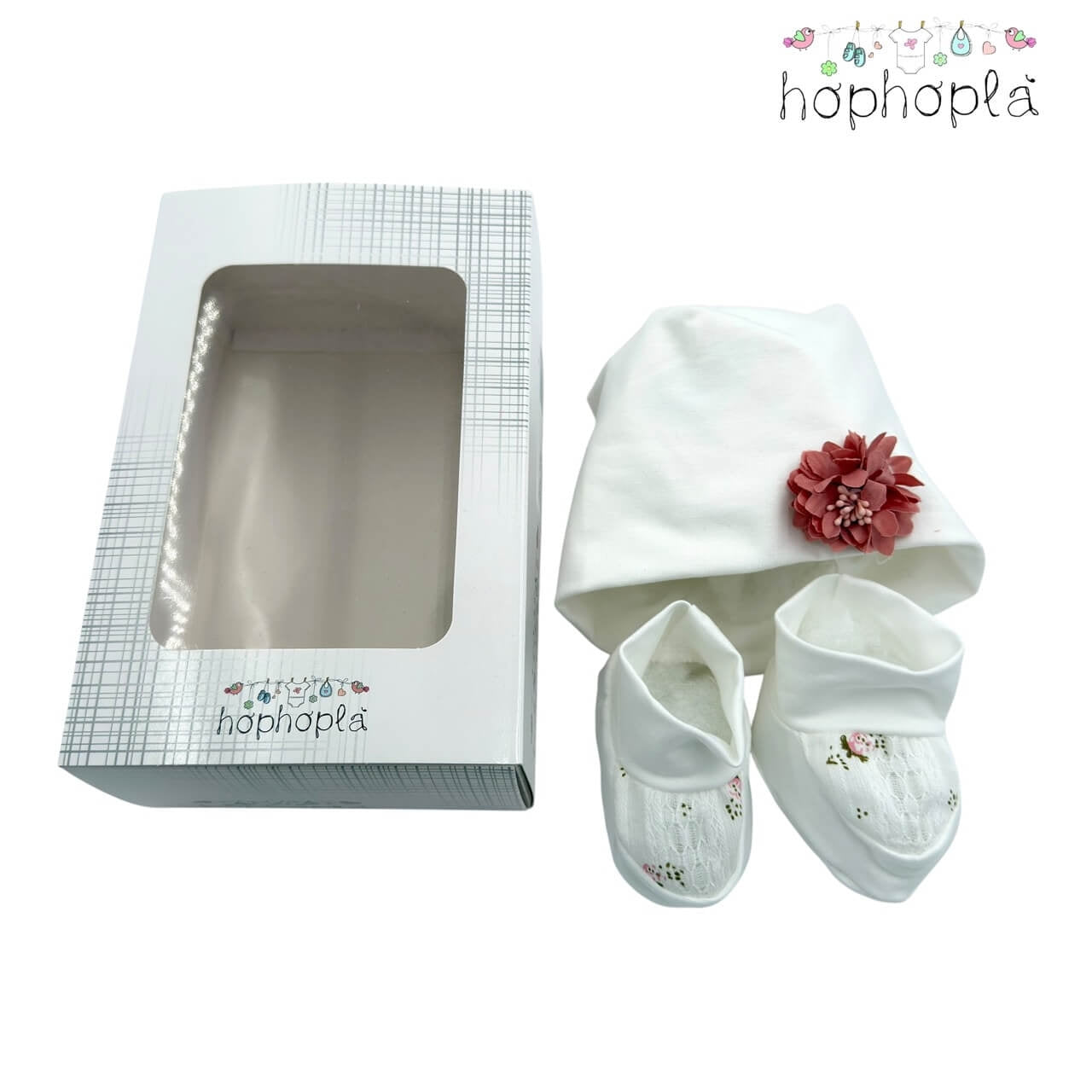 Set Cappello + Scarpe in Cotone HopHoplà Alba