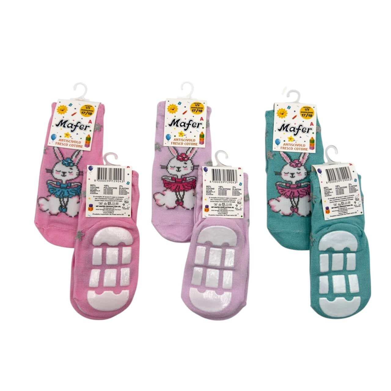 6 rutschfeste Baumwollsocken für Babymädchen
