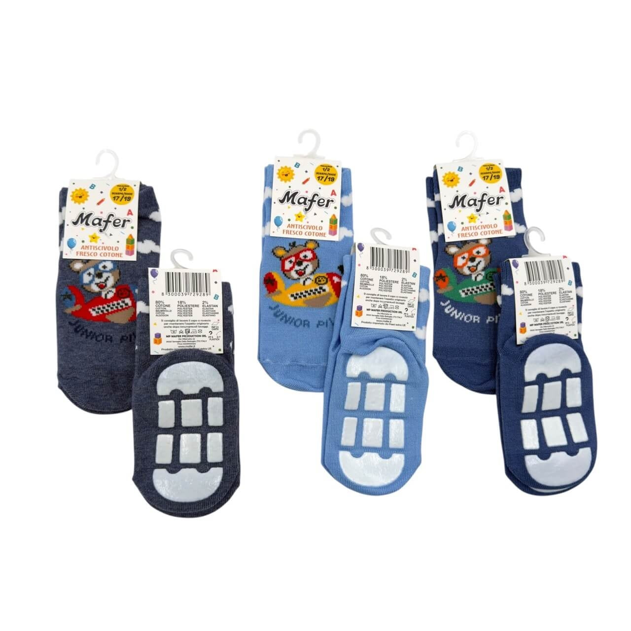 6 Rutschfeste Baby-Socken aus Baumwolle