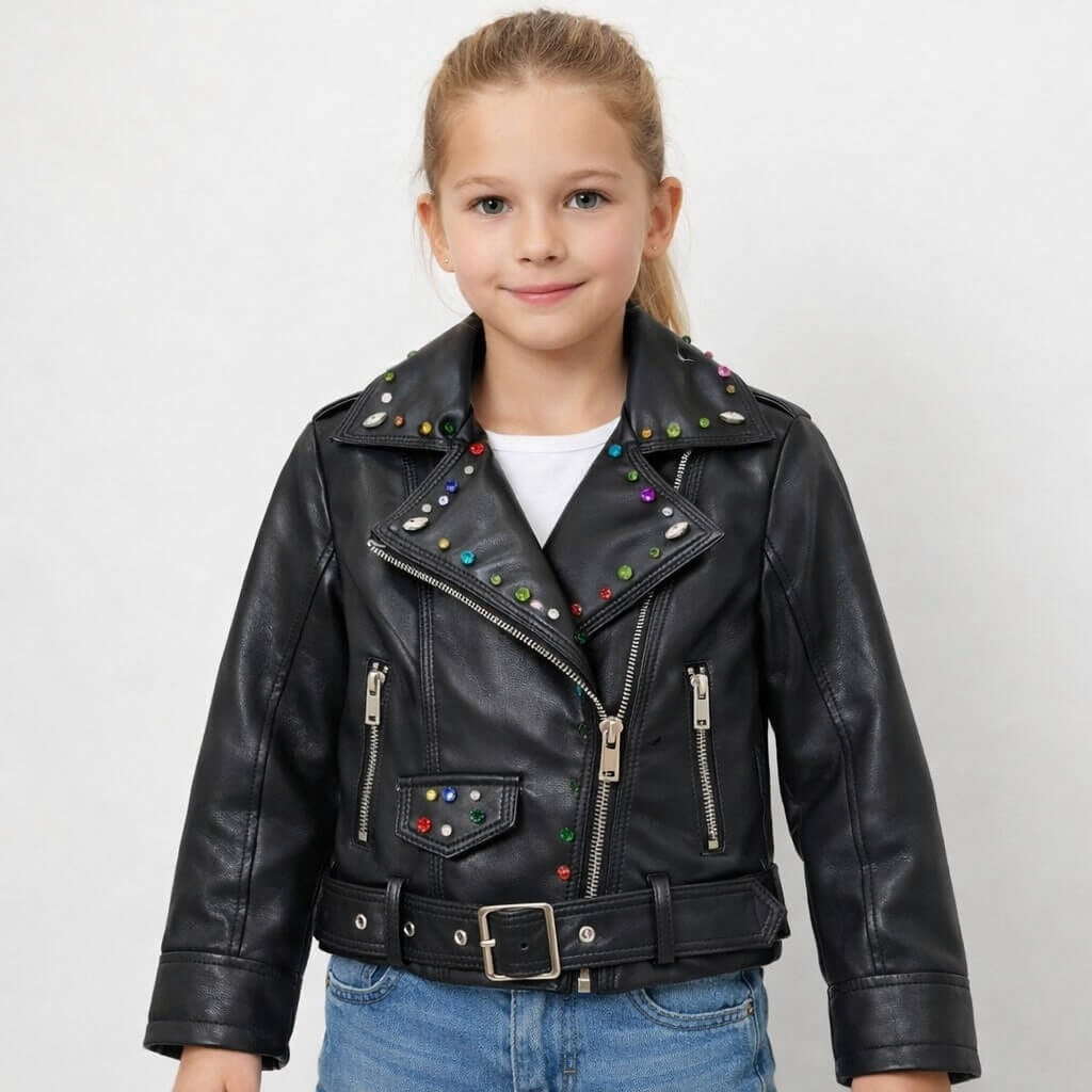 Kunstlederjacke für Kleinkinder mit Applikationen