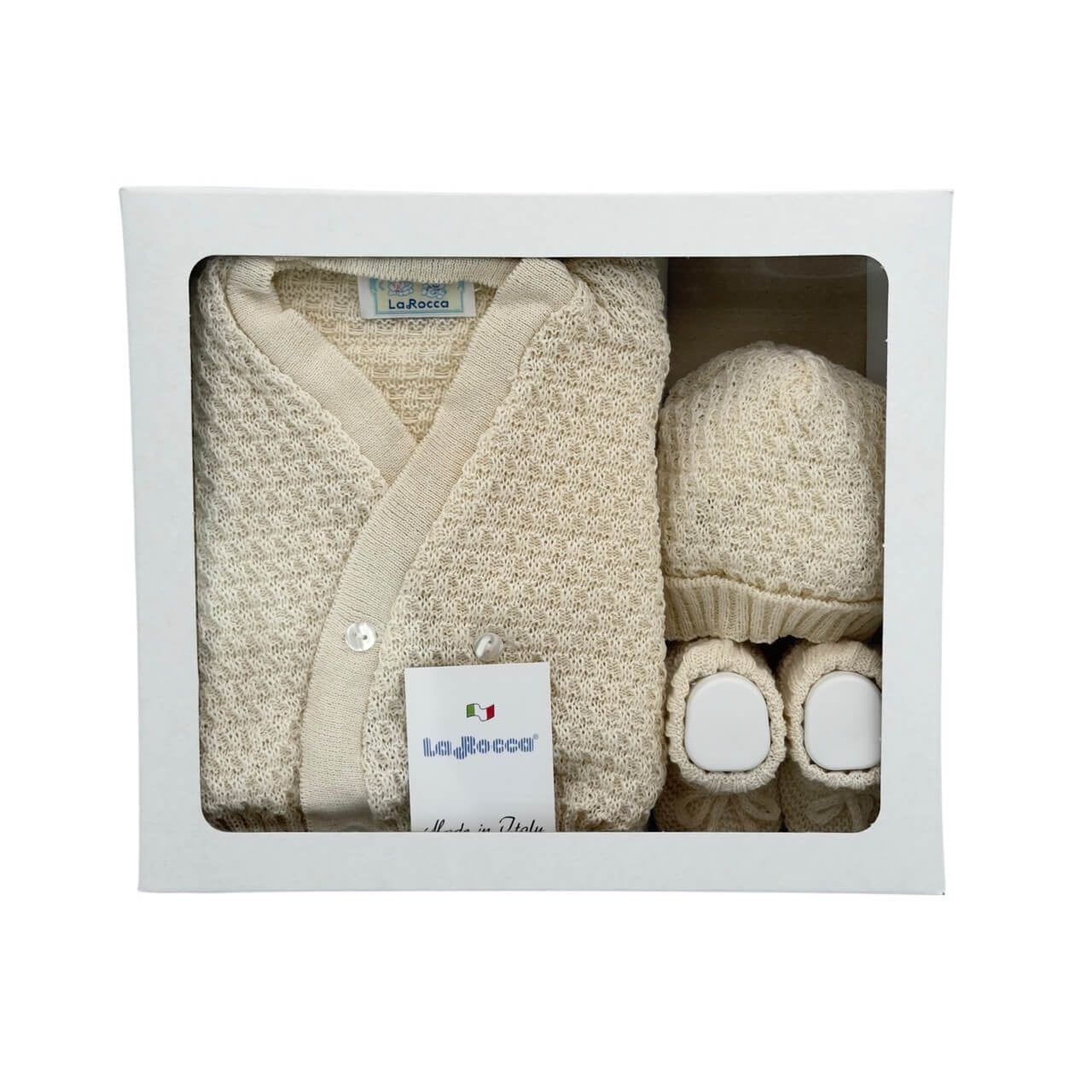 Set Golfino+Scarpette+Cappello in Cotone 0/6 Mesi