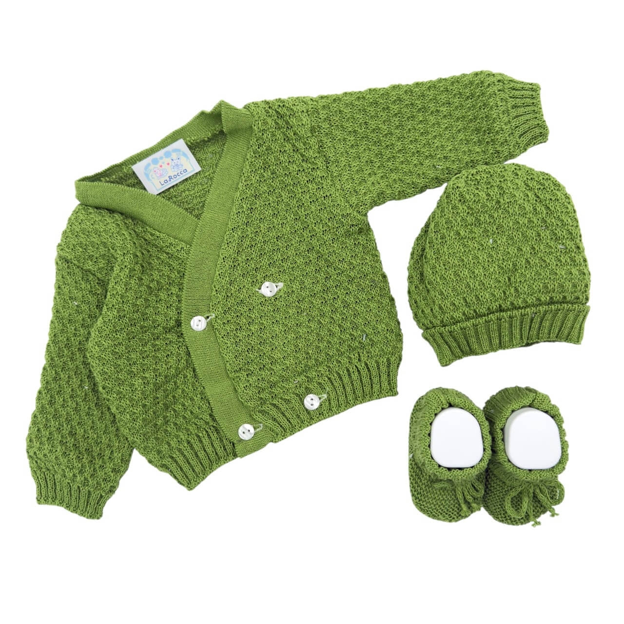 Set Golfino+Scarpette+Cappello in Cotone 0/6 Mesi